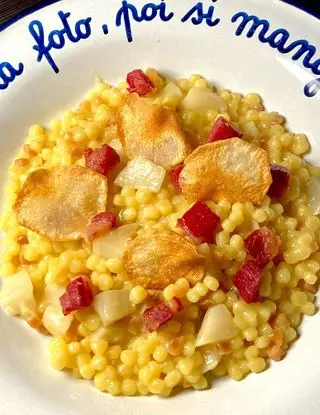 Ricetta Fregola risottata al topinambur, coppa croccante e chips di topinambur 🥰 di ninnalemon