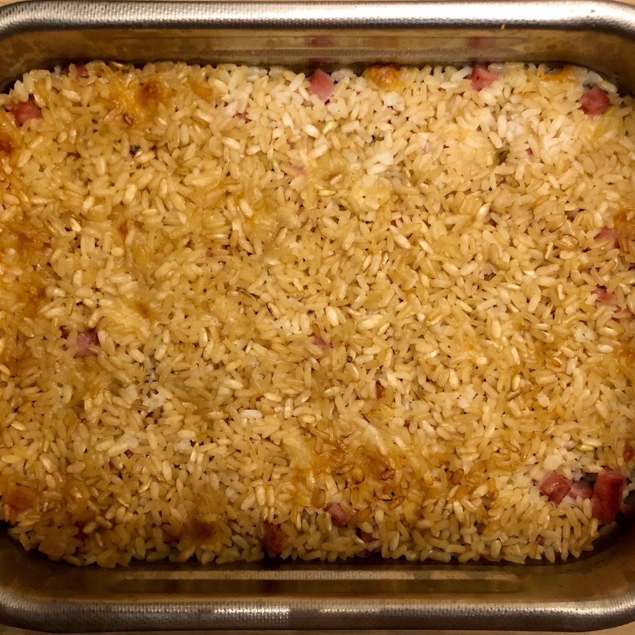 Healthy riso integrale 🍚 al forno con prosciutto cotto 🍖 e formaggio filante 🧀