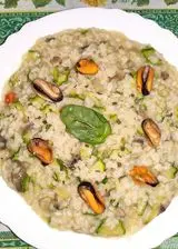 Ricetta Risotto Zucchine,cozze e Basilico