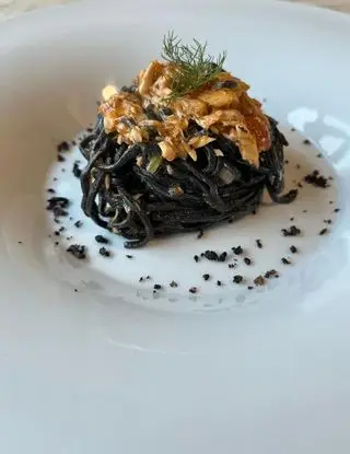 Ricetta Tagliolini impasto al nero di seppia con ragù di baccalà di cucina_di_casa