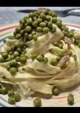 Ricetta Tagliatelle guanciale e piselli