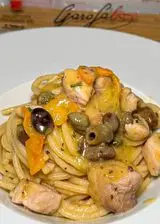 Ricetta Spaghettoni pesce spada, pomodorini gialli e olive