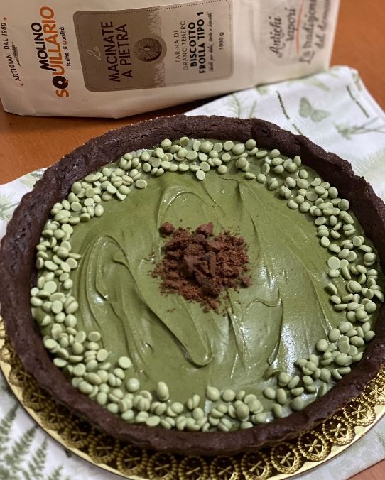 Crostata al cacao con crema al pistacchio