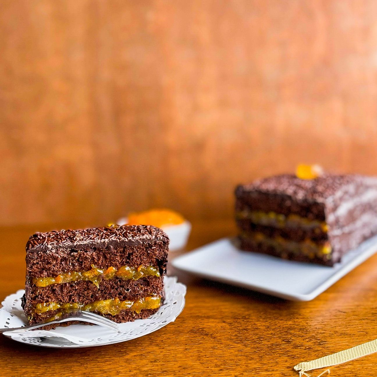 Chocolate Mandarin Layer Cake