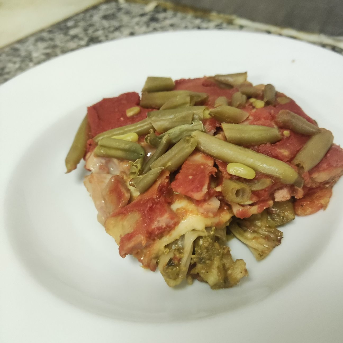 Lasagna mortadella e fagiolini