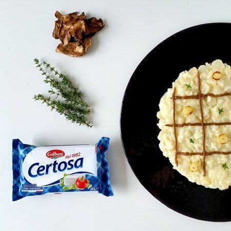 Risotto con scorzonera funghi porcini timo e certosa