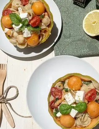 Ricetta PASTA FREDDA CON MELONE FETA E BASILICO!! di angelasurano80