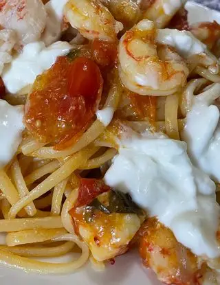 Ricetta Linguine con gamberi, pomodorini e stracciatella di marco.cauli