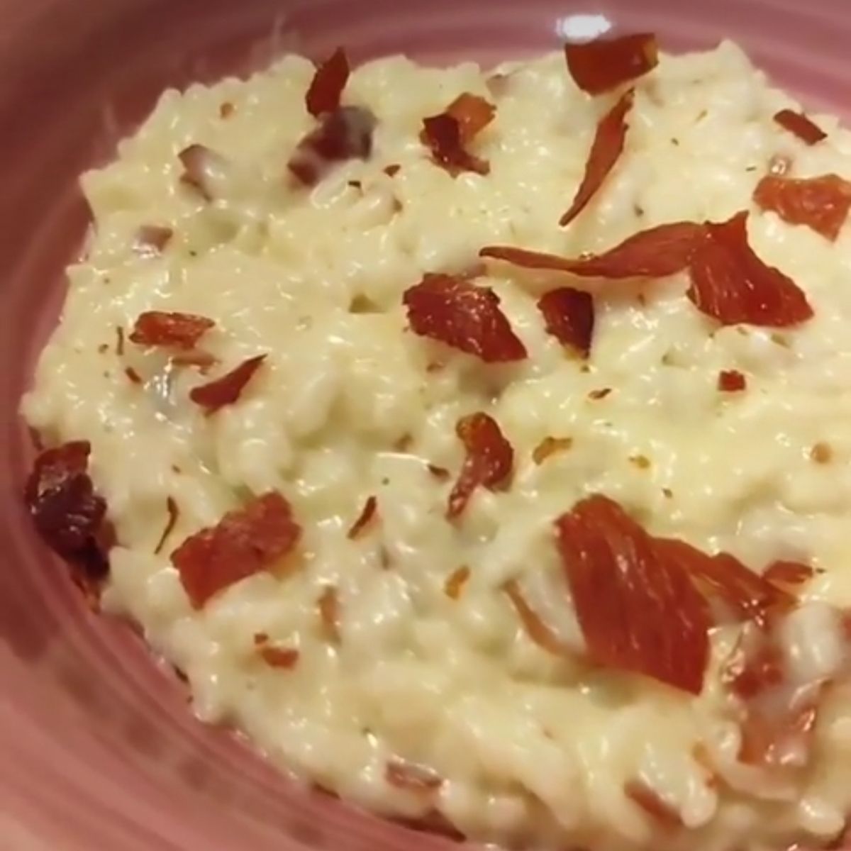 Risotto stracchino e speck croccante