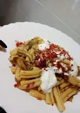 Ricetta Casarecce speck  carciofi è stracciatella