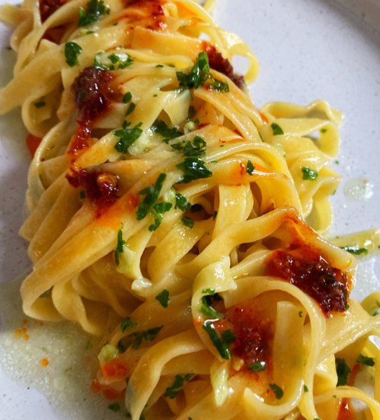 Tagliatelle Aglio Olio E Anduja Al Ta Cucina