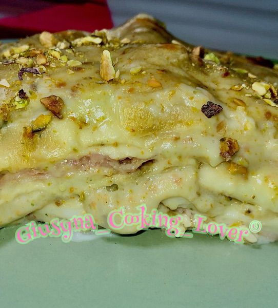 Lasagna con pesto di pistacchio ᕼoຕᥱຕᥲᑯᥱ, mortadella e provola Al.ta