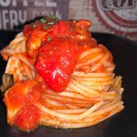 Spaghetti con peperoni e polvere di crusco