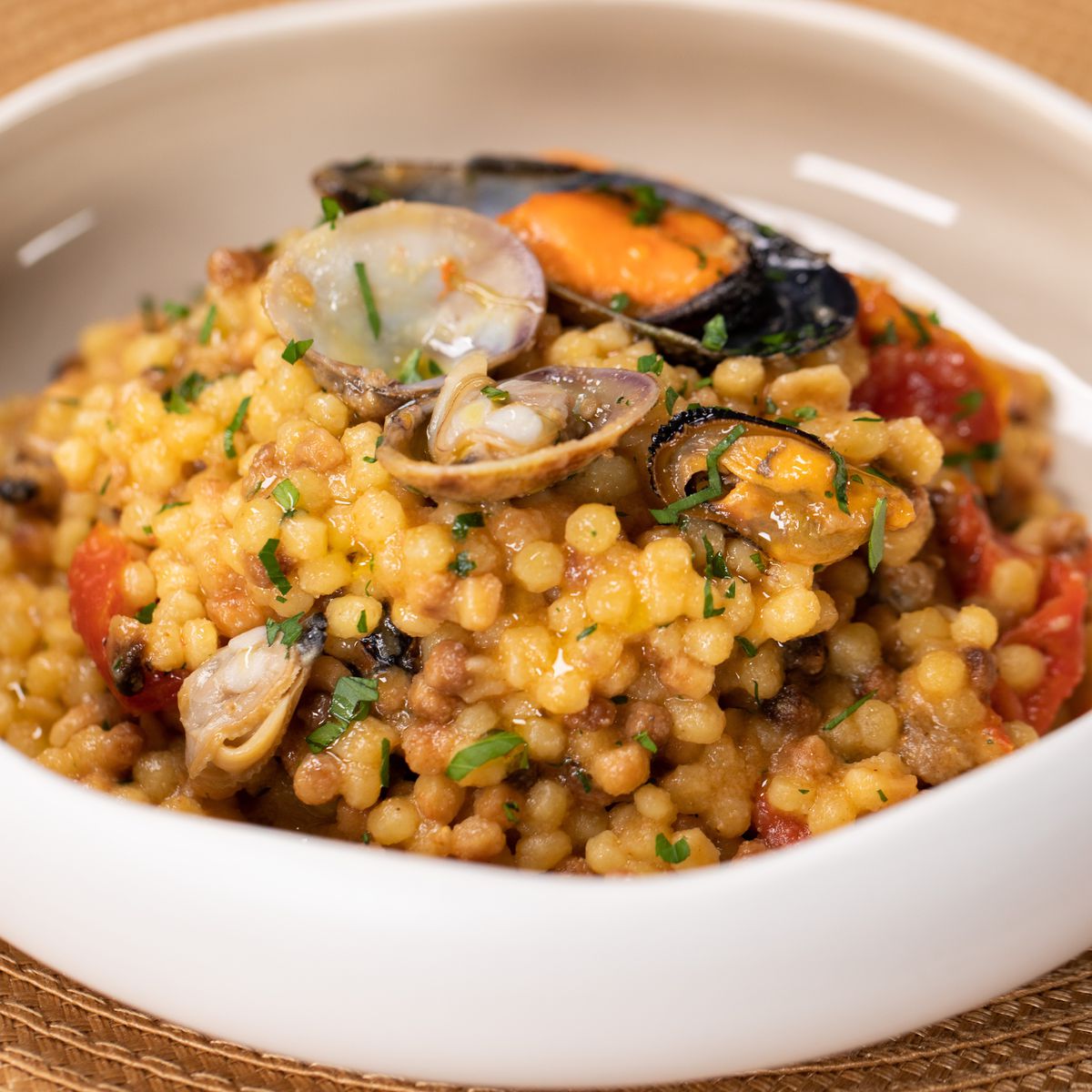 Fregola Sarda con bottarga e frutti di mare | Al.ta Cucina