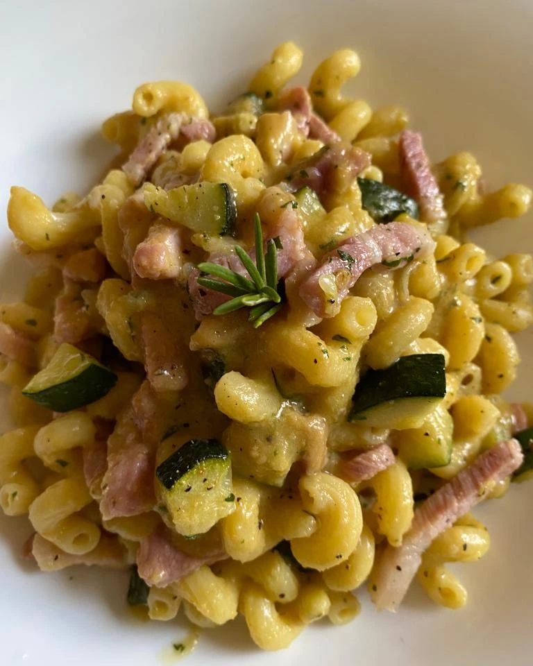 Celentani con crema di ceci, zucchine e pancetta BrigataAltaCucina