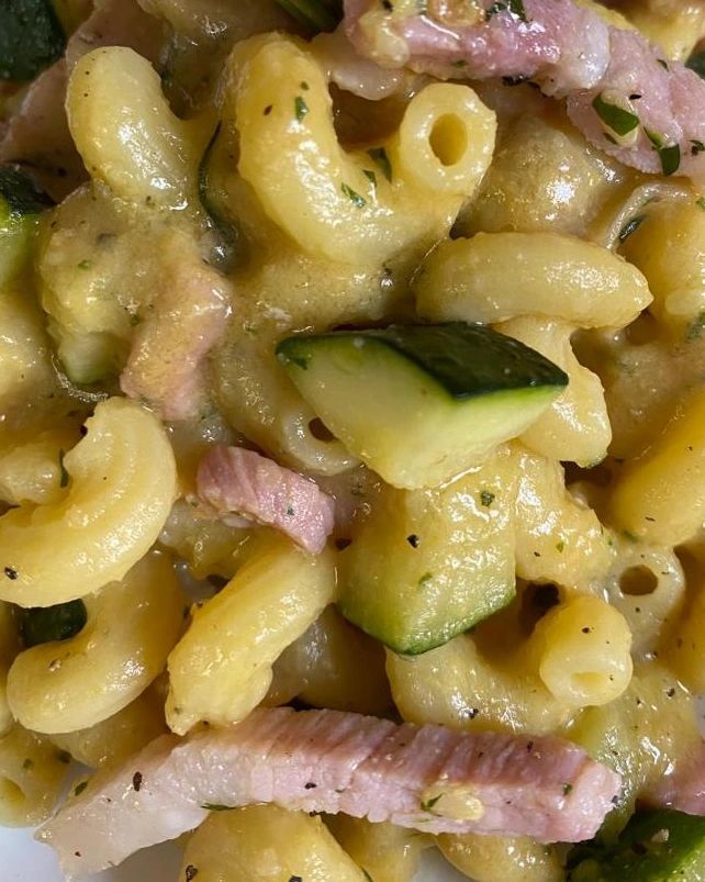 Celentani con crema di ceci, zucchine e pancetta BrigataAltaCucina