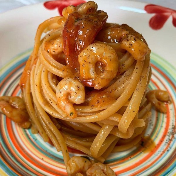 Linguine gamberetti e pomodorini Al.ta Cucina